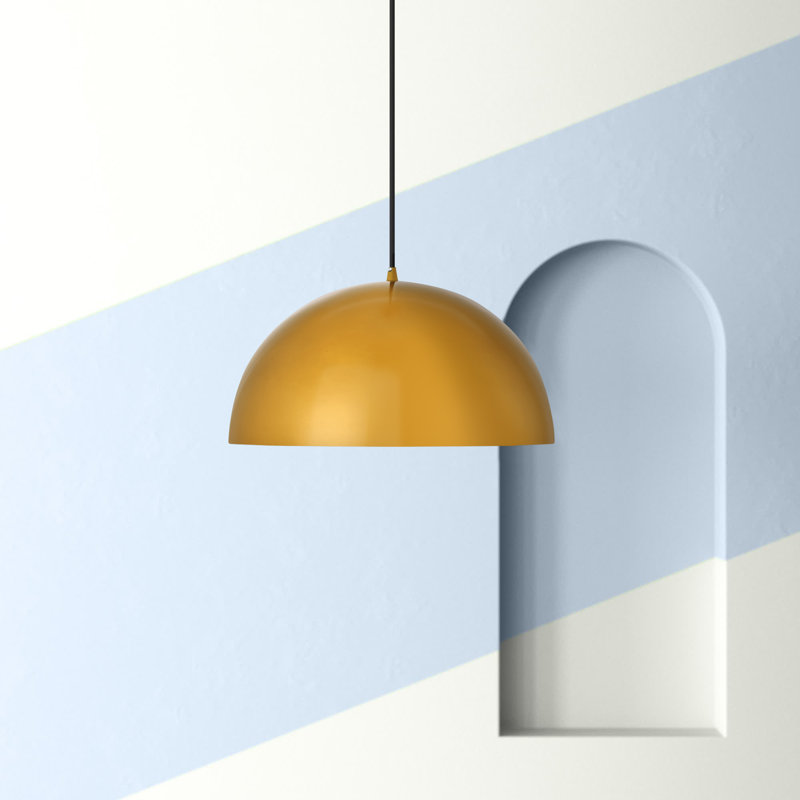 Rancourt 1-Light Dimmable Single Dome Pendant, Brushed Nickel, 8.6" H x 15.7" W x 15.7" D