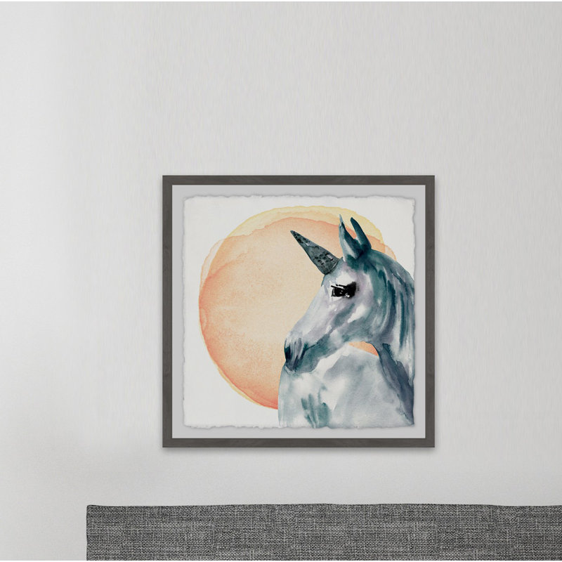 Unicorn Sunrise, reproduction d'aquarelle encadrée, H 12 po x l 12 po