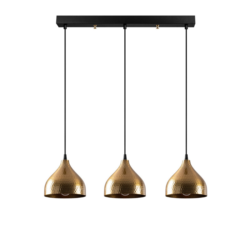 Stunning Modern Chandelier, Adjustable Height, Vintage Finish, 26.8 x 7.1 inches | Metal Body, 3 x E27 Max 40W | Perfect for Glam, Scandinavian Décor | Base Plate: 22.8 x 2.4 x 1.6 inches, Elegant Lighting Fixture
