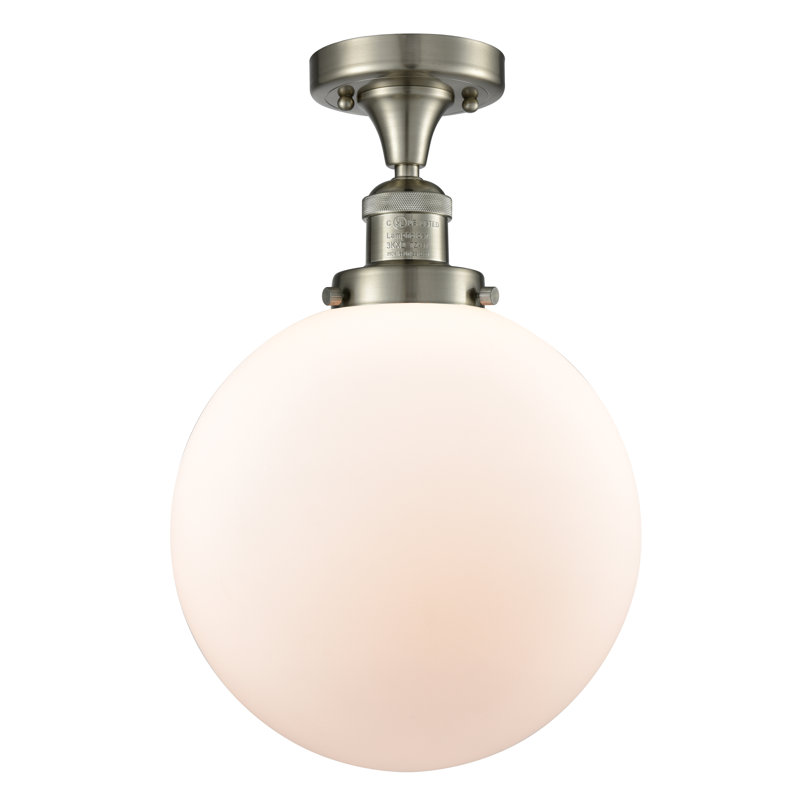 Plafonnier semi-encastré 10 po Zarmayr, Ampoule DEL 6 watts Vinage, Boîtier blanc mat, Nickel satiné brossé