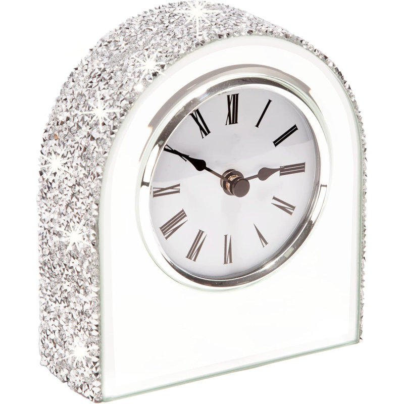 Mirror Glass Crushing Diamond Mantle Clock