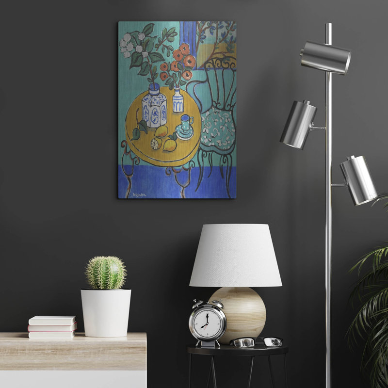 «Tablescape # 1» par Holly Wojhan, art mural en métal, 12 po x 16 po, H 24 po x l 16 po