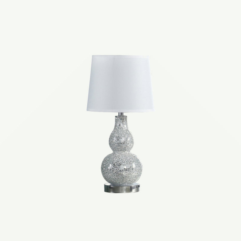 19.5" In Mirror Glass Mosaic Polyresin Table Lamp