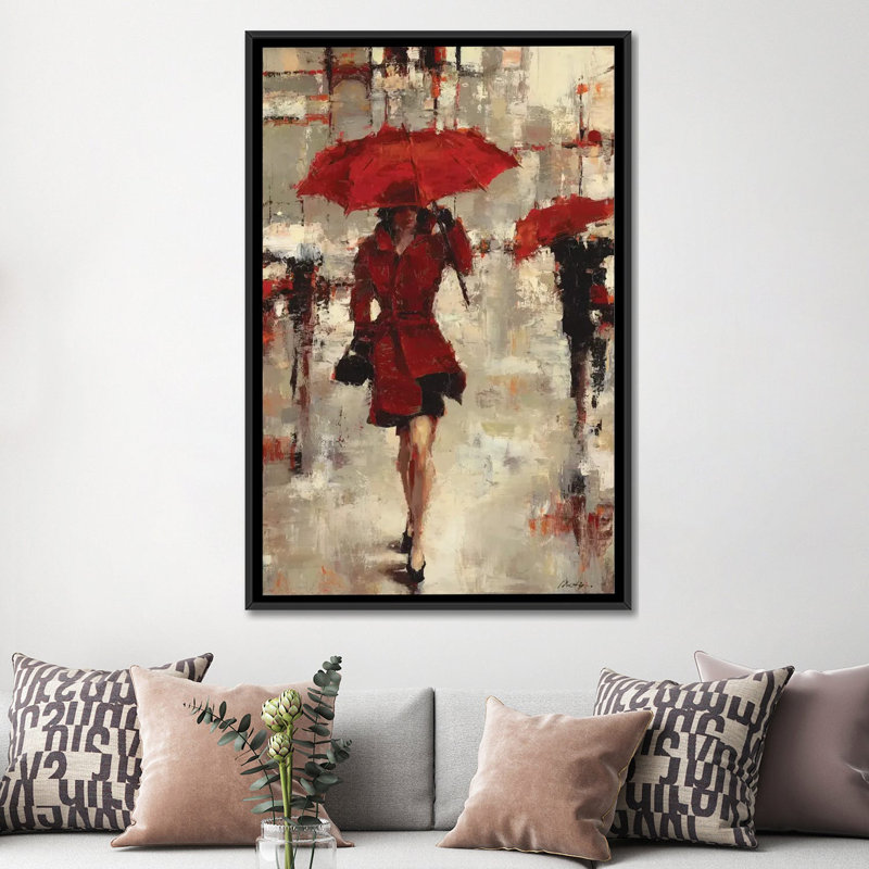 « paris invitation », peinture sur toile tendue encadrée, Pas de tapis, Toile avec cadre noir, H 60 po x l 40 po x P 1,5 po