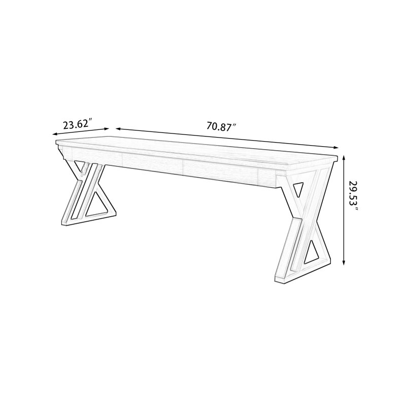 Walnut Rectangular Solid Wood desks, 29.53" H x 70.87" W x 23.62" D