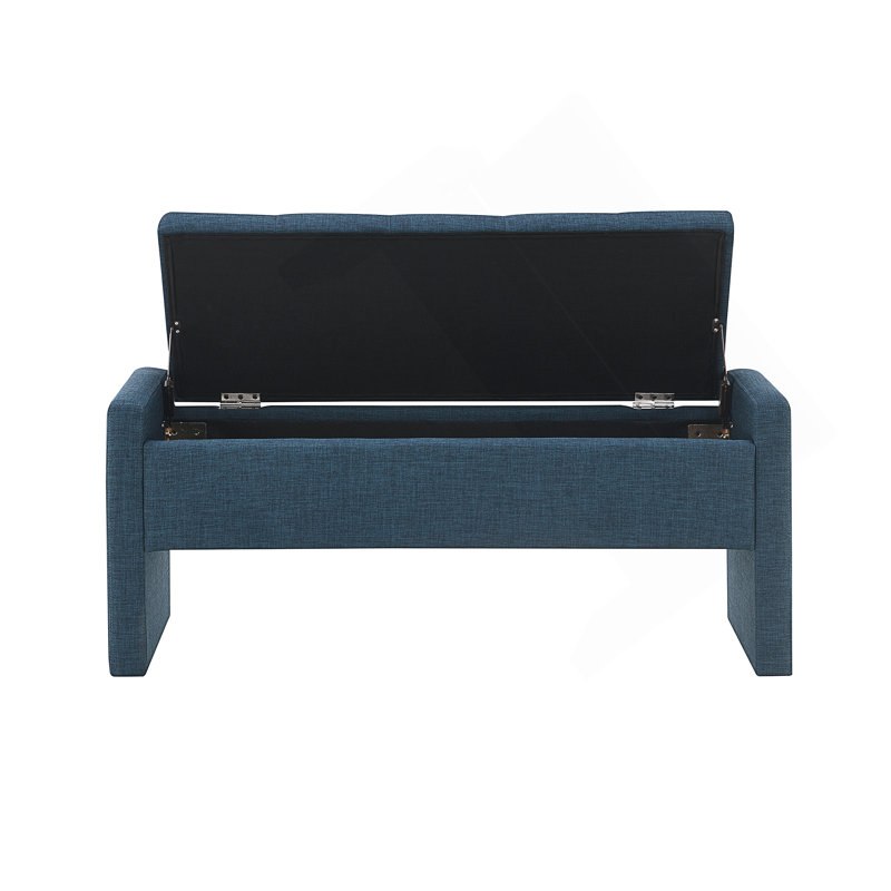 Banc de lit moderne avec rangement rembourré, Navy Blue, Navy Blue