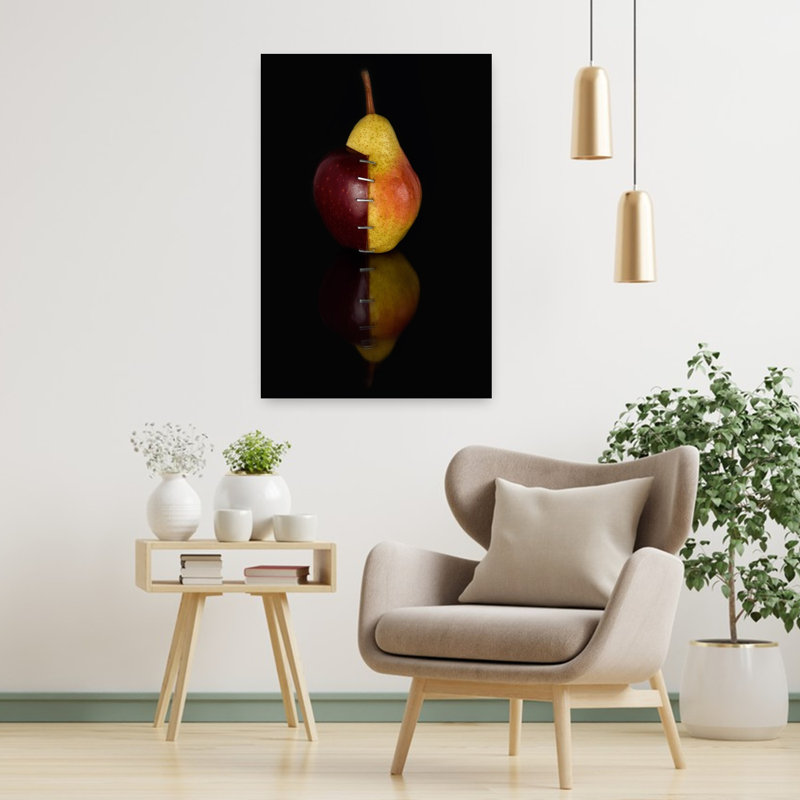 Spliced Apple Pear Bold Modern Fruit Nature Wall Art Print by Alessandro Fabiano - Print, 91.44cm H x 60.96cm W