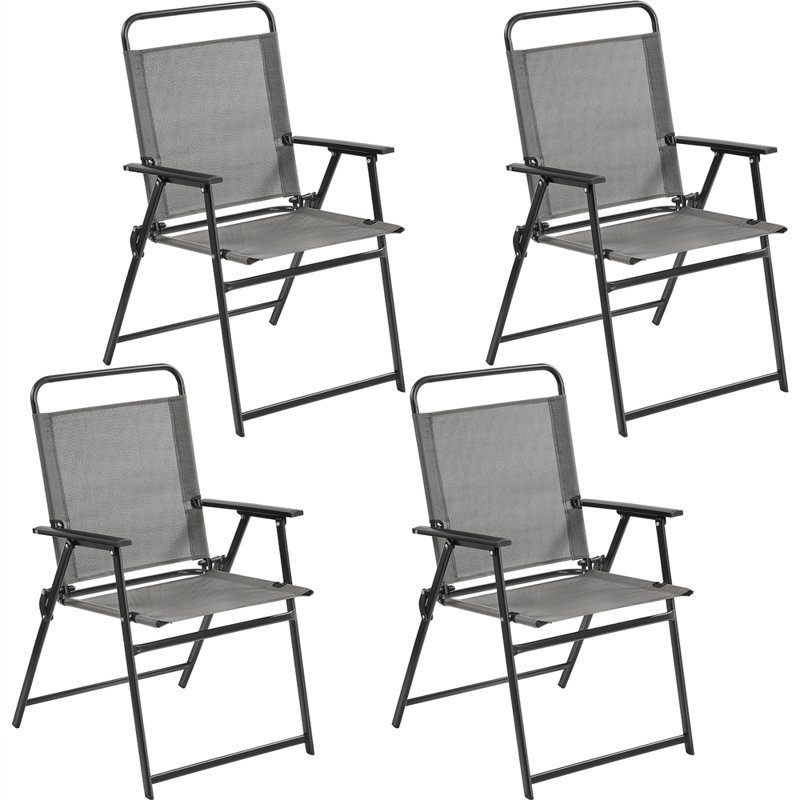 Folding Patio Dining Armchair, Grey, 4