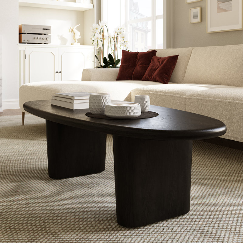 Table basse en bois massif Athena, Sable noir