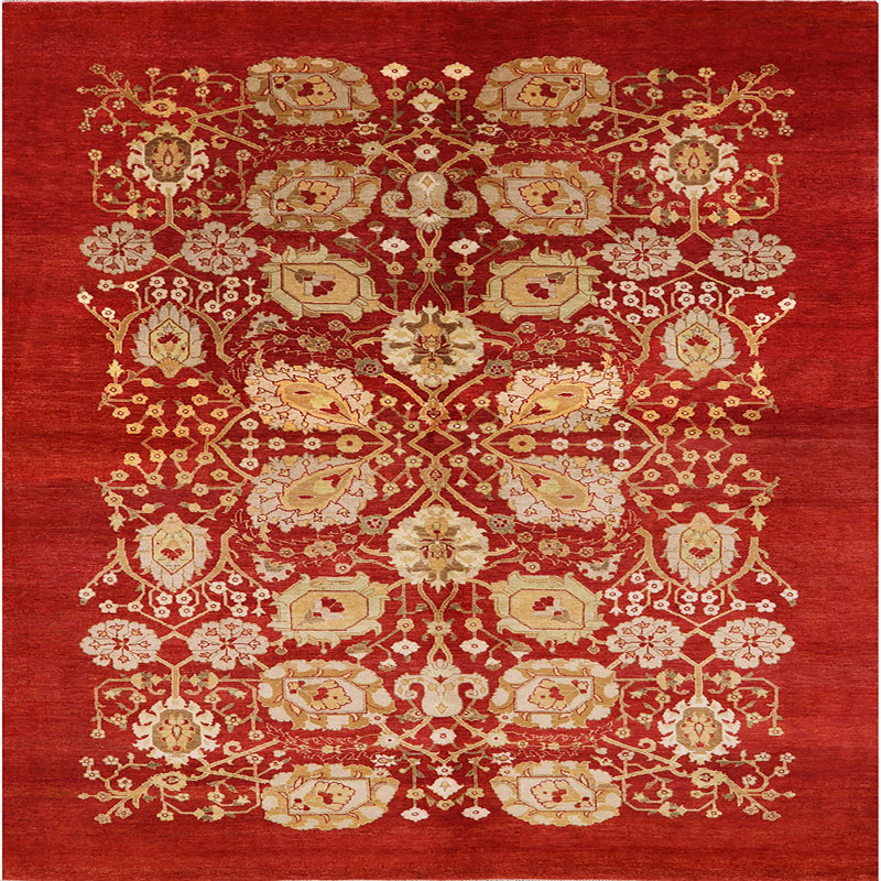 Tapis de style oriental rouge, Carré 5 pi
