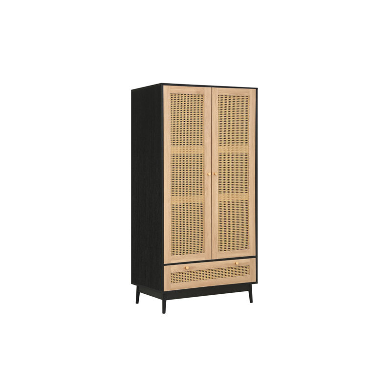 Noemi 2 Door Manufactured Wood Wardrobe, Black