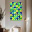 Bleu, jaune, vert, abstrait, motif de peinture fluide-1794833984