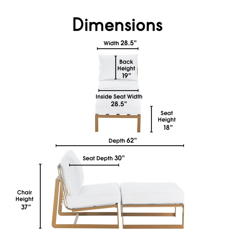 Elle Decor Mirabelle Outdoor Lounge Chair and Ottoman, French Gold