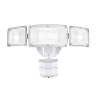 40-watt 180° Motion Activated Outdoor Integrated Led Flood Light With 3 Heads And Pir Dusk To Dawn Sensor