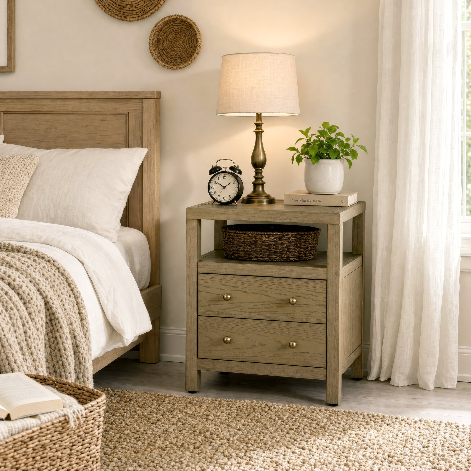 Celine 21" Acacia Nightstand, Light Oak