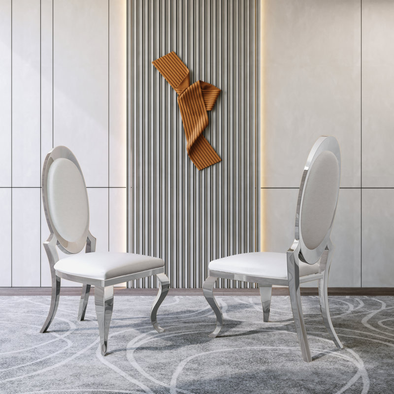 Chaise d'appoint rembourrée en argent Damarae, Argent argent, Blanc