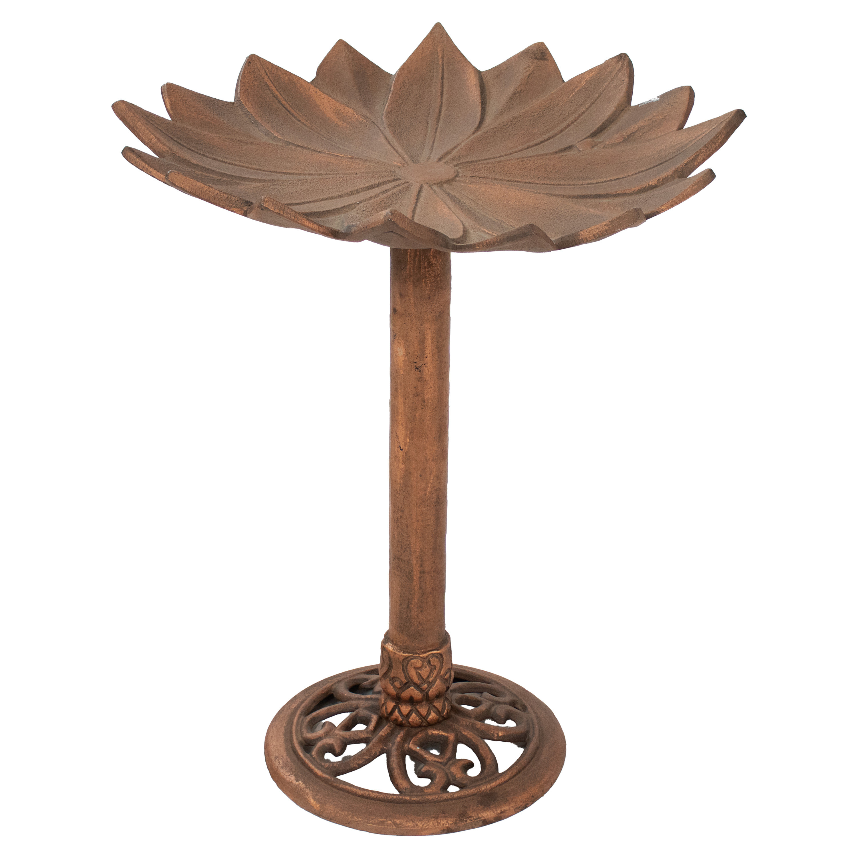 Charlton Home® Garden Lotus Cast Aluminum Bird Bath - Copper Patina ...