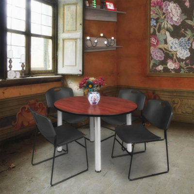 Plateau de table Niaya, 4 chaises empilables