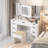 Large Makeup Vanity Set with Lights, USB & Power Outlet and 9 Drawers-858026959