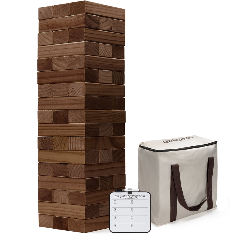 GoSports - Tour de jeu - Grands jeux empilables en bois - Empilables jusqu'à 3 pi, Brun