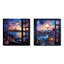 Blue Nyc At Night Window View I - New York City, ensemble de 2 impressions murales carrées-2038410814