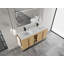 Meuble-lavabo autoportant de 60 po avec lavabo double en résine, portes à fermeture en douceur et supports de rangement ouverts, fabrication en contreplaqué-757577629