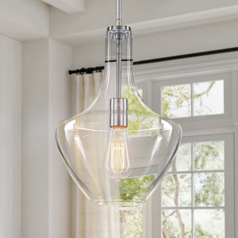 Luminaire suspendu moderne 1 lumière Teardrop, Nickel