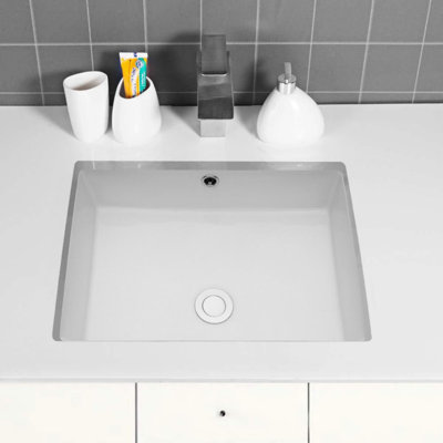 Lavabo de salle de bain rectangulaire en céramique avec trou de trop-plein 22 po x 15,5 po