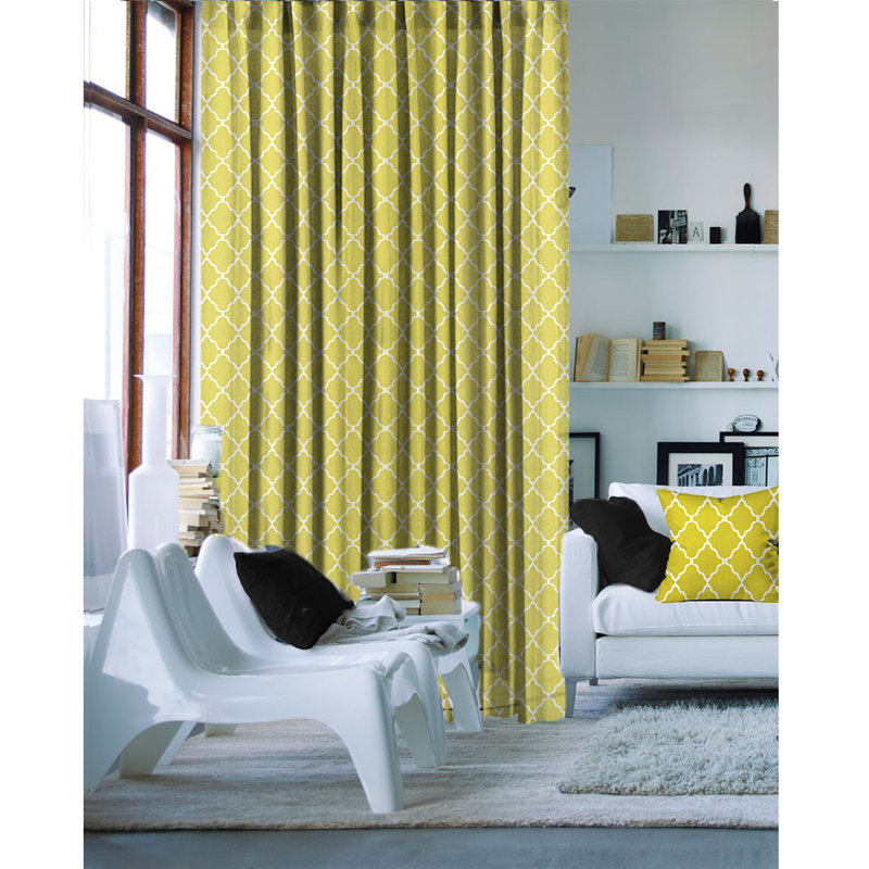 Rideau en polyester Dottie, Jaune