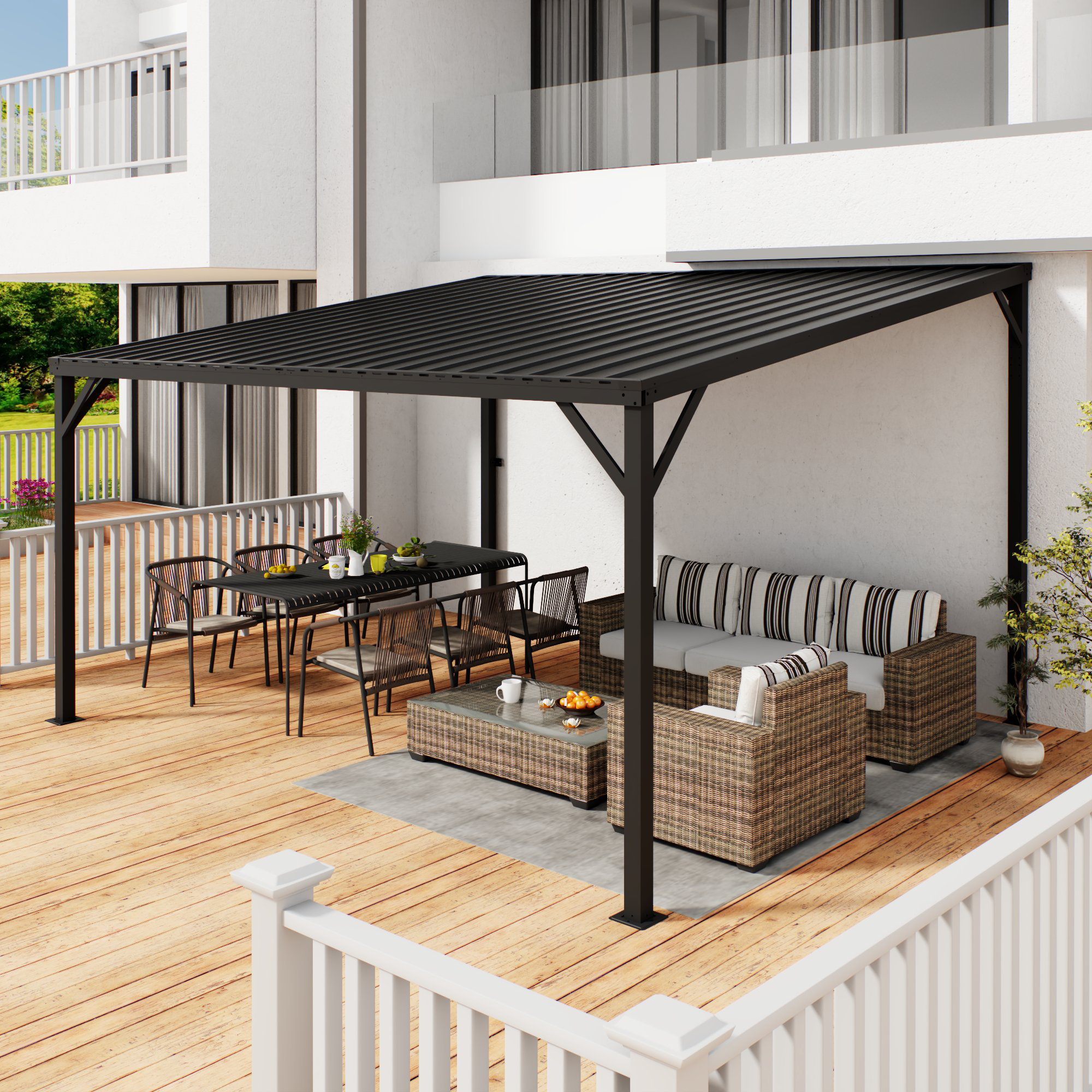 INMITOM 10 Ft X 12 Ft Metal Pergola With Canopy | Wayfair