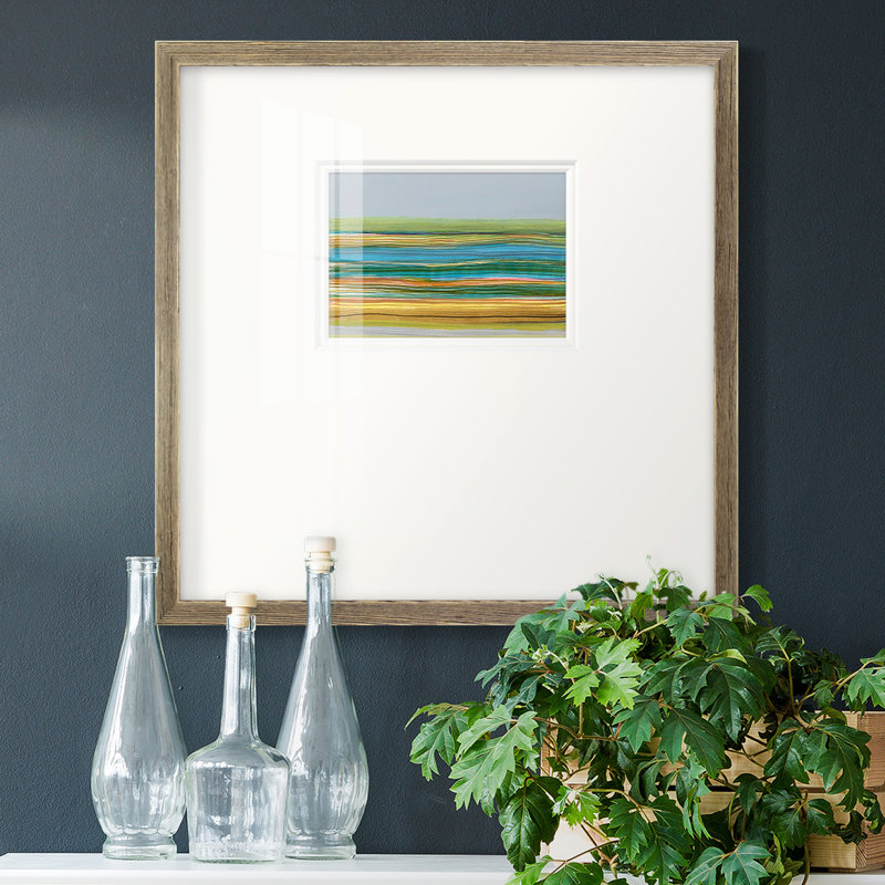 " Parallel Striae II ", 21" H x 21" W x 1.125" D, Brown Single Picture Framed Paper, Yes