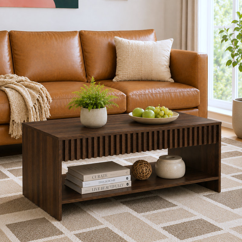 Table basse rectangulaire moderne Mid-Century 39,4 po Abdel, Noyer