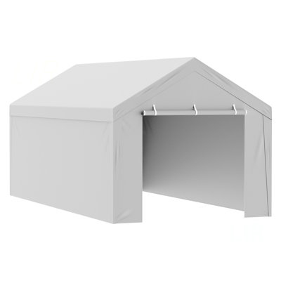 Carport Replacement Canopy Cover Top + Side Wall 10 X 20 Ft, Garage Tent Shelter Tarp Heavy-Duty Waterproof & UV Protected, Easy Installation With Ball Bungees (Frame Not Included)