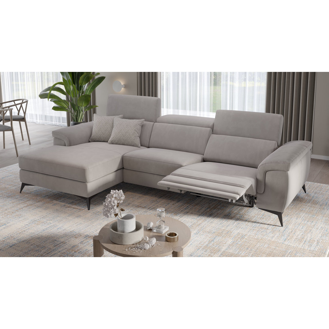 Perspections Stoff Ecksofa Cobyn Schwarz Links mit Funktionen