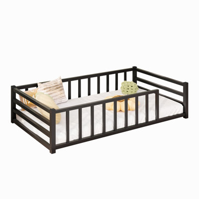 Floor Bed, Low Profile Metal Platform With Heavy Duty Guardrails