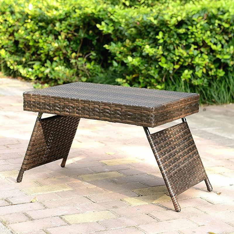 Table pliante portative en osier, légère et résistante aux intempéries pour une utilisation et un rangement à l'extérieur faciles