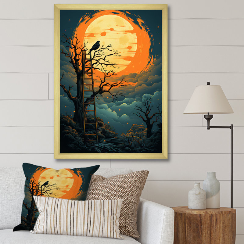 «Bird Climbing The Sky» sur toile, H 20 po x l 12 po x P 1 po, Encadrement doré