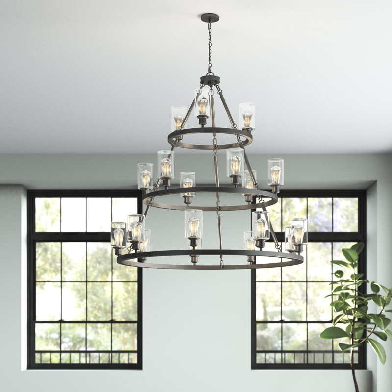 Nicolao 18 - Light Dimmable Wagon Wheel Chandelier, No Bulb Included, Matte White