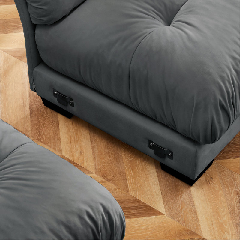 U Shape Modular Sectional Sofa Couch With Two Movable Ottomans