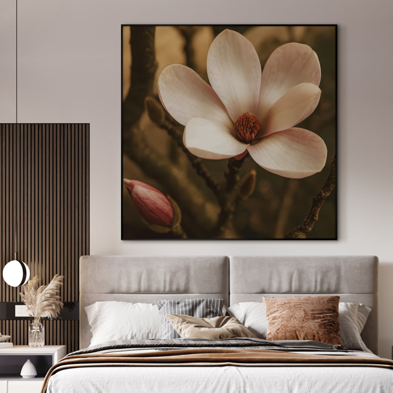 Très grande reproduction d'art sur toile - Fleur, art floral moderne, décoration pour le salon ou la chambre à coucher - «Assemblage requis du cadre (cadre non fini)»