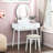 Luxury Furniture: White Finish Vanity With 4 Drawers, Smart Touch Led Mirror And Stool For Bedroom Decor Dresser Lighted Mirror, Smooth - Gliding Drawers