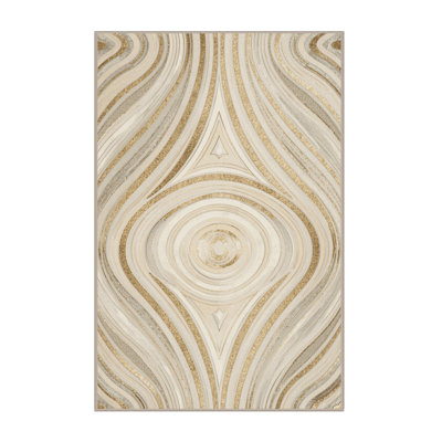 Soft Plush Escarcega New Years Modern & Contemporary Abstract Area Rug in Beige – Beige Binding
