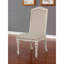 Ensemble de salle à manger 9 pièces blanc antique avec placage en bois, piètement à tréteaux et pieds finement travaillés, 8 places assises avec table, forme rectangulaire, revêtement rembourré