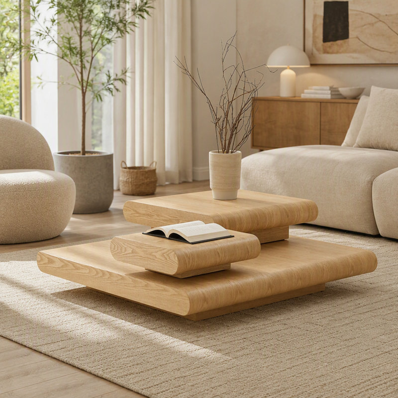 3PCS Modular Stacking MDF Coffee Table Set