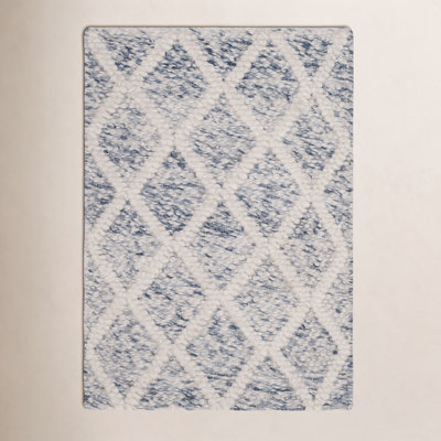 Russo Ivory Blue Hand-Woven Flatweave Rug