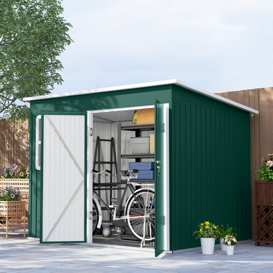 Garden 8.5 ft. W 6 ft. D Galvanised Steel Pent Storage Shed