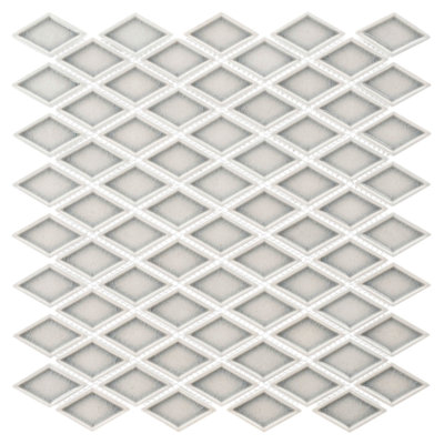 Auvene Grey  Diamond Upcycled Polished & Crackled Glass Mosaic Wall Tile