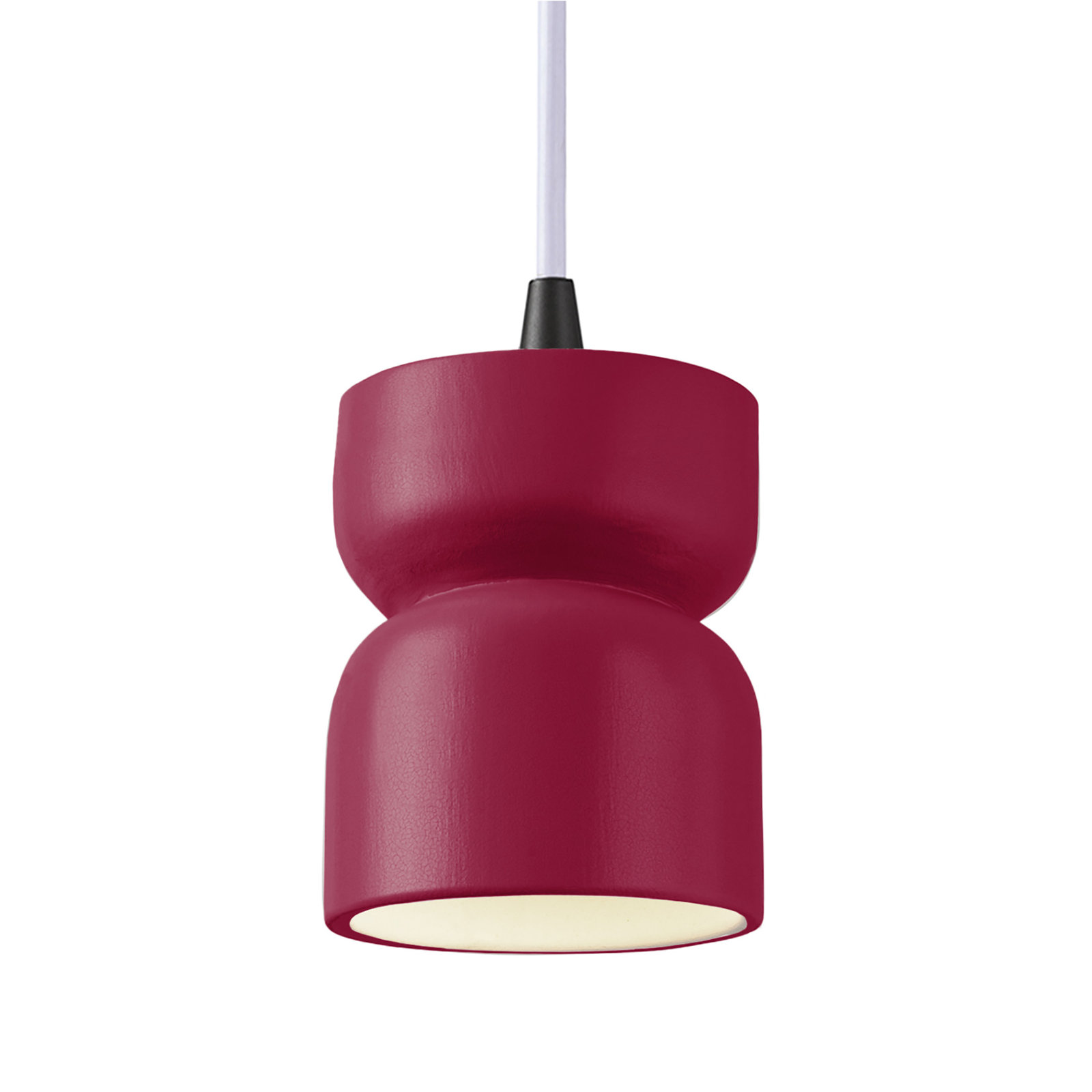 Nysta Ceramic Dimmable Pendant, Cerise, Matte Black