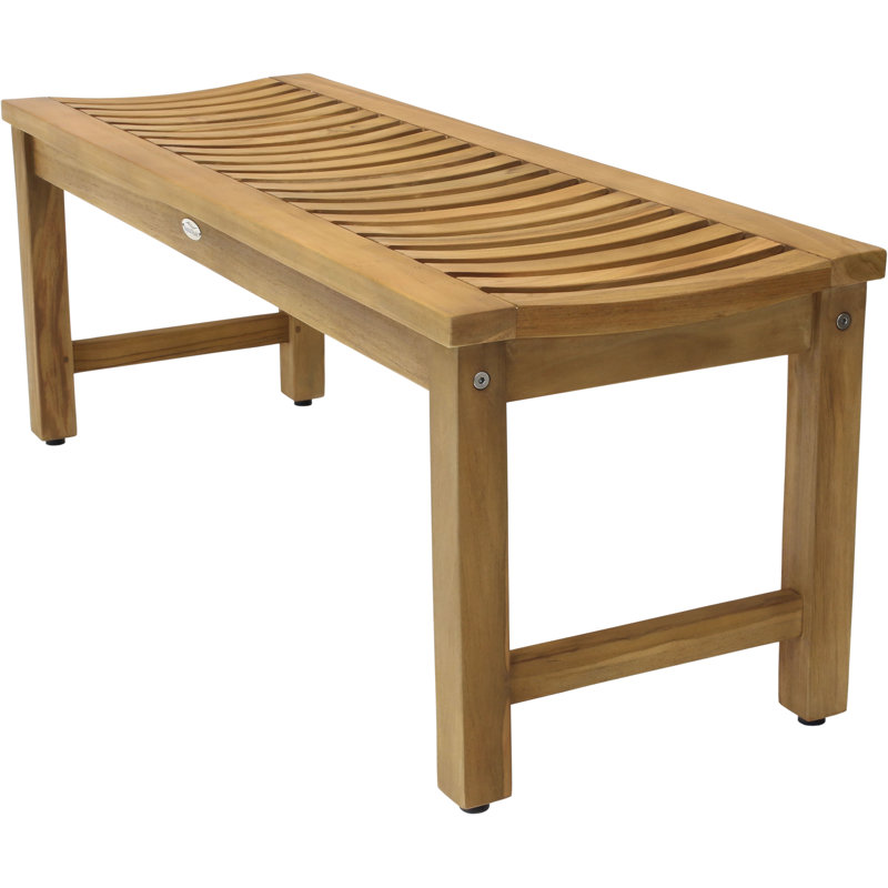 Outdoor Teak Bench, 17" H x 48" W x 16.5" D