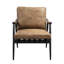 Fauteuil confortable en cuir - Structure d'appoint relax à pieds en châtaignier et en métal